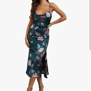 Women’s wedding guest dress green floral